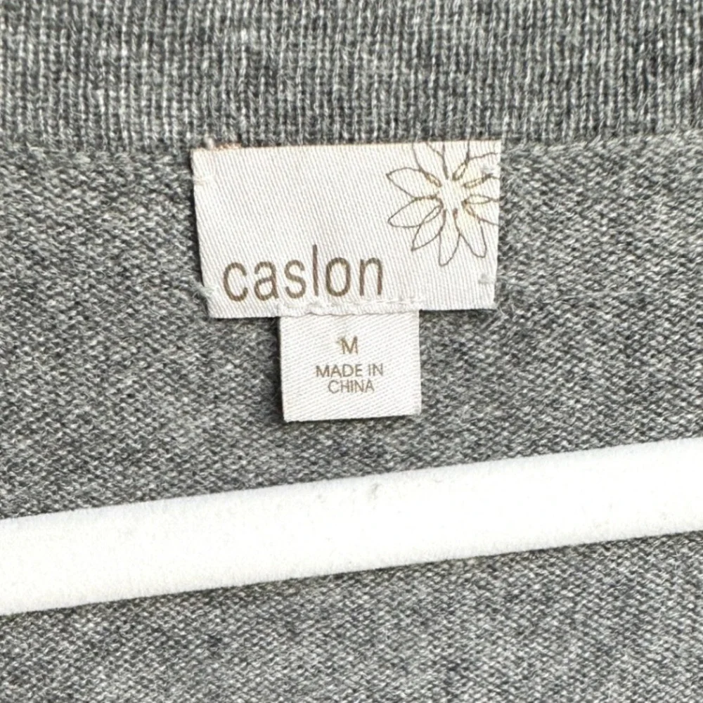 Caslon Gray 100% Cashmere V-Neck Long Sleeve Sweater Preppy‎ Old Money Medium